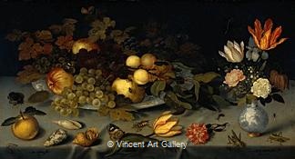 Still Life with Fruit and Flowers by Balthasar van der Ast