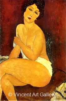 Nude, Sitting on Couch by Amedeo  Modigliani