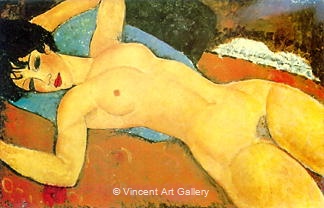 Sleeping Nude, arms opened by Amedeo  Modigliani