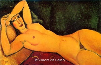 Female Nude, Left arm over Forehead by Amedeo  Modigliani