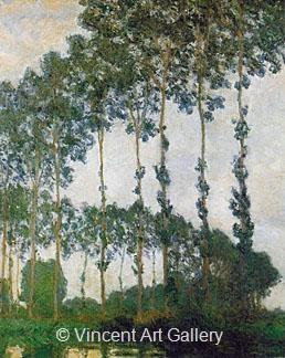 Poplars near Giverny, Overcast Weather by Claude  Monet