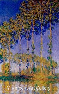 A Row of Poplars by Claude  Monet