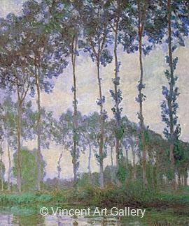 Poplars on the Banks of the River Epte, Overcast Weather by Claude  Monet