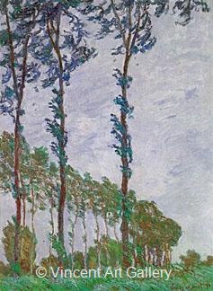 Wind Effect, Sequence of Poplars by Claude  Monet