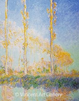 Three Poplars Trees in Autumn by Claude  Monet