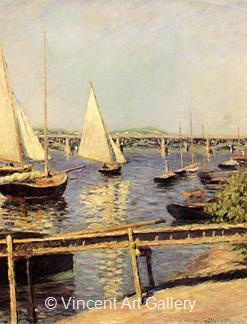 Sailing Boats near Argenteuil by Gustave  Caillebotte