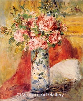Roses in a Vase by Pierre-Auguste  Renoir
