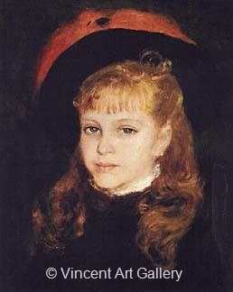 Girl with a Pink Feather by Pierre-Auguste  Renoir