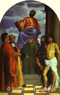 St. Mark Enthroned with Saints by Tiziano  Vecellio