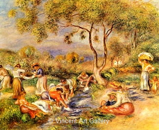 Washing Women at Gagnes by Pierre-Auguste  Renoir