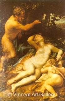 Jupiter and Antiope by   Corregio