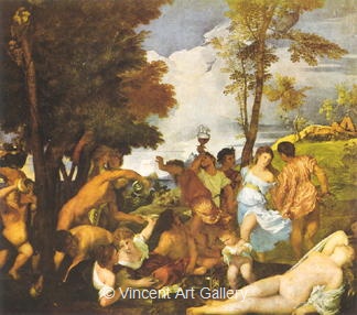 The Bacchanal by Tiziano  Vecellio