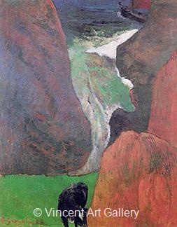 Seascape with a Cow on the Edge of a Cliff by Paul  Gauguin