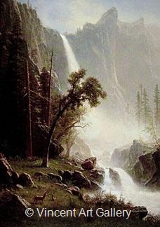 Brdial Veil Falls Yosemite by Albert  Bierstadt