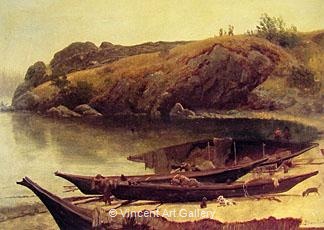 Canoes by Albert  Bierstadt