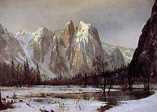 Cathedral Rocka, Yosemite Valley, California by Albert  Bierstadt