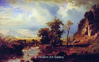 North Fork of the Platte Nebraska by Albert  Bierstadt