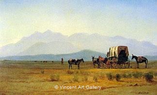 Surveyor's Wagon in the Rockies by Albert  Bierstadt