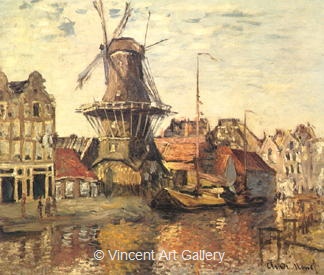 The Windmill on the Onbekende Gracht by Claude  Monet