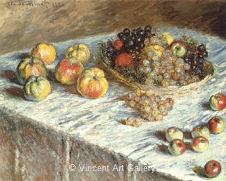 Still Life: Apples and Grapes by Claude  Monet