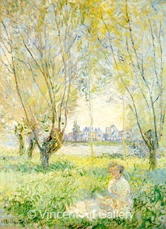 Woman Sitting under the Willows by Claude  Monet