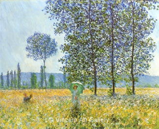 Sunlight Effect under the Poplars by Claude  Monet