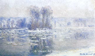 Floes at Bennecourt by Claude  Monet