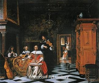 Portrait of a Family Making Music by Pieter de Hoogh