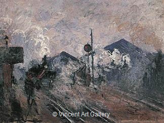 Tracks coming out of the Saint-Lazare Station by Claude  Monet