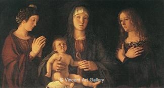 Madonna with Baby between two female saints, Sacred Conversation by Giovanni  Bellini