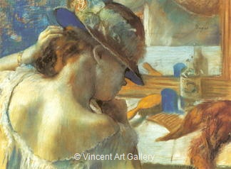 Young Woman in front of the Mirror by Edgar  Degas