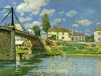 Bridge at Villeneuve-la-Garenne by Alfred  Sisley