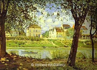 Village on the Banks of the Seine,(Villeneuve-la-Garenne) by Alfred  Sisley