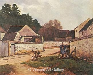 Village Street in Marlotte by Alfred  Sisley