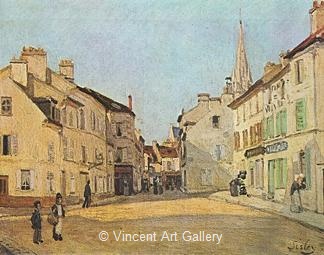 Square in Argenteuil,(Rue de la Chaussee) by Alfred  Sisley