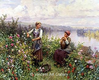 On the Terrace at Rollebois by Daniel  Ridgway Knight