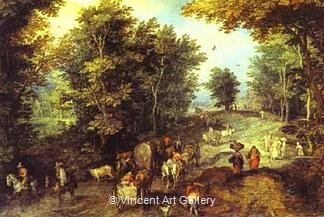 Landscape with a Ford by Jan  Brueghel the Elder