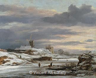 Winter Landscape with Windmill by Jacob Isaacz van Ruysdeal