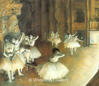 Ballet Rehearsal on Stage by Edgar  Degas