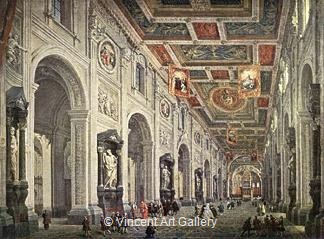 Interior of San Giovanni in Laterano In Rome by Giovanni Paolo  Pannini