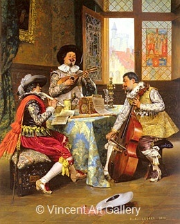 The Musical Trio by Adolphe Alexander  Lesrel