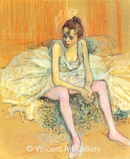 Seated Dancer with Pink Stockings by Henri de Toulouse-Lautrec