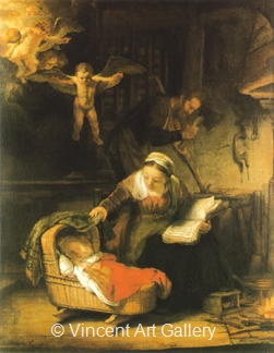 Holy Family with Angels by Rembrandt van Rijn