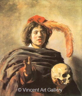 Young Man with a Skull by Frans  Hals