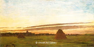 Grinstacks near Chailly, Sunrise by Claude  Monet