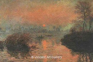 Sunset on the Seine at Lavacourt, Winter Effect by Claude  Monet