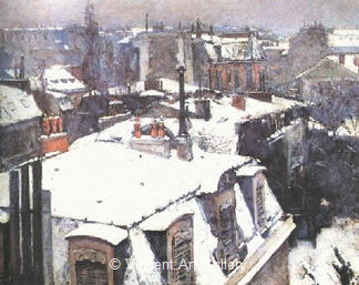 Rooftops in the Snow by Gustave  Caillebotte