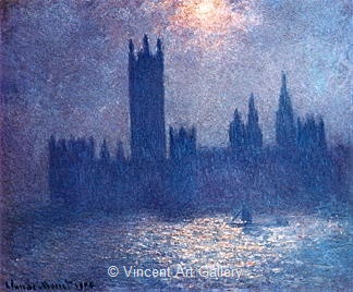 Houses of Parliament, Effect of Sun in the Fog by Claude  Monet