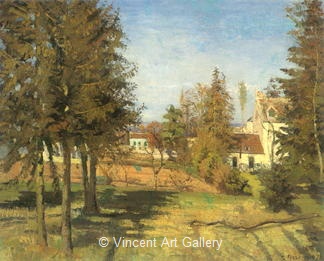 The Pine Trees at Louveciennes by Camille  Pissarro