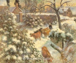Snow Effect in Montfoucault by Camille  Pissarro